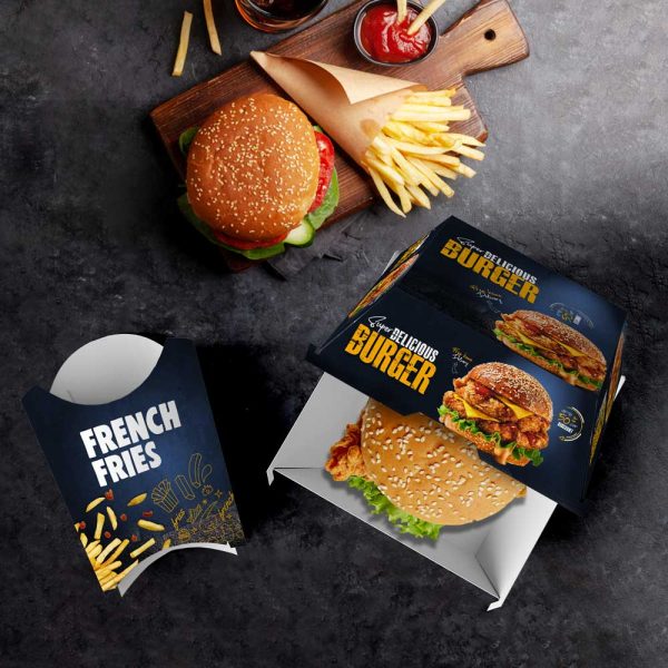 Realistic Burger and Fries Packaging PSD Mockup rezopt Free graphic resources PSD Mockup Packaging All 2034
