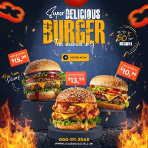 Burger Food Menu Promotion Social Media Post PSD Template Rezopt Free Graphic Resources All PSD Templates 2074