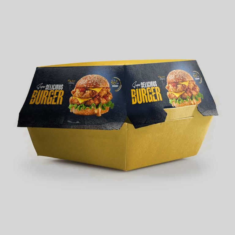 Burger Packaging Box PSD Mockup