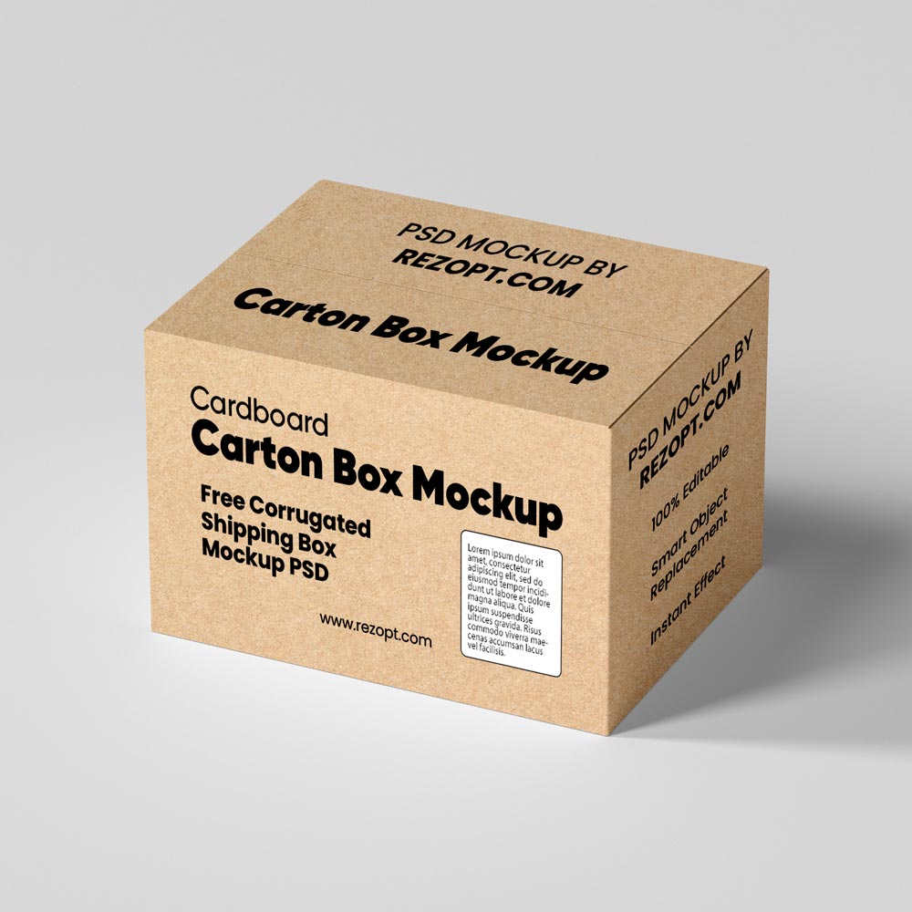 Corrugated & Shipping Box PSD Mockup - Free Resources