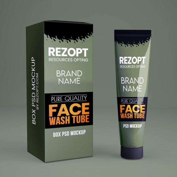 Face wash tube packaging mockup Rezopt Packaging PSD Free Resources 20100